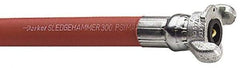 Parker - 3/4" ID x 1-5/32" OD 50' Long Sledgehammer Hose - Universal Style Coupling Ends, 300 Working psi, -40 to 212°F, Red - Caliber Tooling