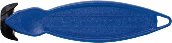 Klever Innovations - Fixed Safety Cutter - 1-1/4" Carbon Steel Blade, Blue Plastic Handle, 1 Blade Included - Caliber Tooling