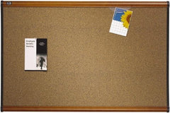 Quartet - 48" Wide x 36" High Open Cork Bulletin Board - Brown - Caliber Tooling