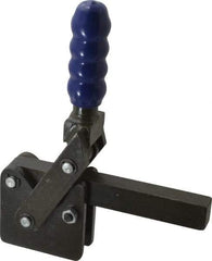 Gibraltar - 2,500 Lb Holding Capacity, Vertical Handle, Manual Hold Down Toggle Clamp - 129° Handle Movement, 199° Bar Opening, Solid Bar, Straight Base, Electro-Plated Zinc, Carbon Steel - Caliber Tooling