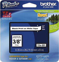 Brother - 3/8" Wide x 314.4" Long, White Plastic/Paper Tape Cassette - For Label Maker - Caliber Tooling