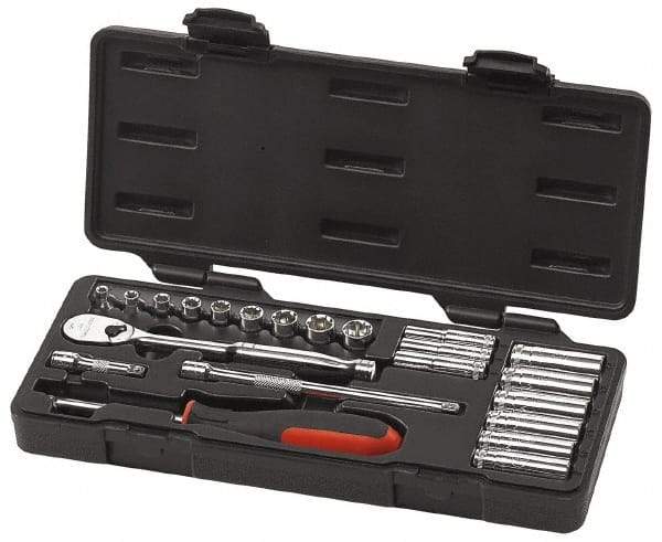 GearWrench - 22 Piece 1/4" Drive Deep Well Socket Set - 6, 12 Points, 6mm to 12mm Range, Metric Measurement Standard - Caliber Tooling