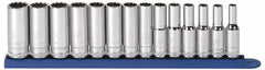 GearWrench - 14 Piece 3/8" Drive Deep Socket Set - 12 Points, 6 to 19mm, Metric Measurement Standard - Caliber Tooling