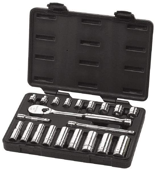 GearWrench - 21 Piece 3/8" Drive Deep Well Socket Set - 6, 12 Points, 3/8" to 3/4" Range, Inch Measurement Standard - Caliber Tooling