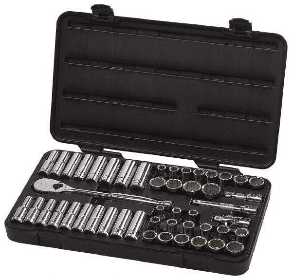 GearWrench - 49 Piece 1/2" Drive Deep Well Socket Set - 12 Points, 7/16" to 1-1/8" (10mm to 24mm) Range, Inch/Metric Measurement Standard - Caliber Tooling