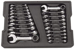 GearWrench - 20 Piece, 3/8" to 15/16" (10mm to 19mm), 12 Point Combination Wrench Set - Inch/Metric Measurement Standard, Full Polish Finish, Comes in Plastic Tray - Caliber Tooling