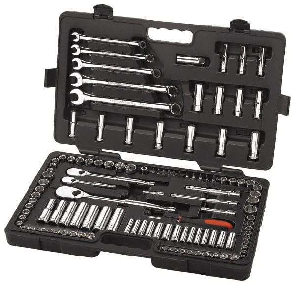 GearWrench - 118 Piece 1/4, 3/8 & 1/2" Drive Standard Deep Socket Set - 6 & 12 Points, 3/16" Max, 4 to 19mm, Inch/Metric/Torx Measurement Standard - Caliber Tooling