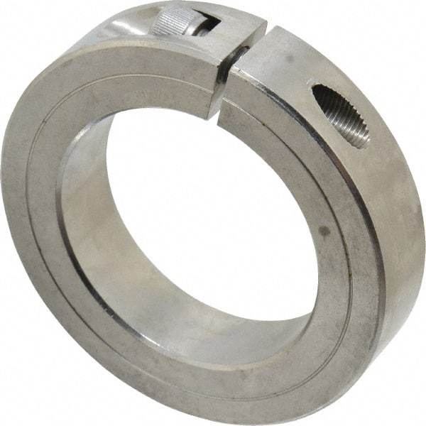 Climax Metal Products - 1-1/2" Bore, Stainless Steel, One Piece One Piece Split Shaft Collar - 2-3/8" Outside Diam, 9/16" Wide - Caliber Tooling