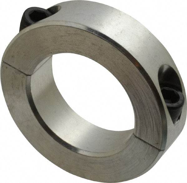 Climax Metal Products - 1-5/8" Bore, Aluminum, Two Piece Two Piece Split Shaft Collar - 2-5/8" Outside Diam, 11/16" Wide - Caliber Tooling