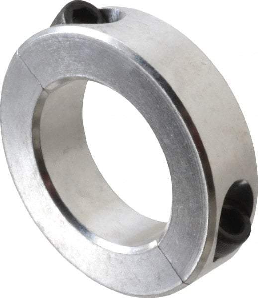 Climax Metal Products - 1-11/16" Bore, Aluminum, Two Piece Two Piece Split Shaft Collar - 2-3/4" Outside Diam, 11/16" Wide - Caliber Tooling