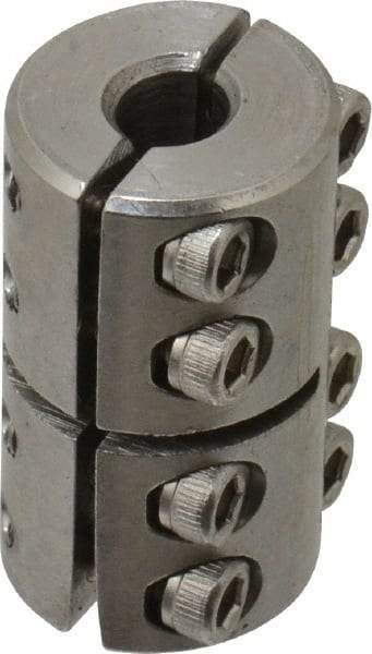 Climax Metal Products - 1/4" Inside x 5/8" Outside Diam, Two Piece Rigid Coupling without Keyway - 1" Long - Caliber Tooling