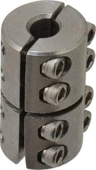 Climax Metal Products - 1/4" Inside x 5/8" Outside Diam, Two Piece Rigid Coupling without Keyway - 1" Long - Caliber Tooling