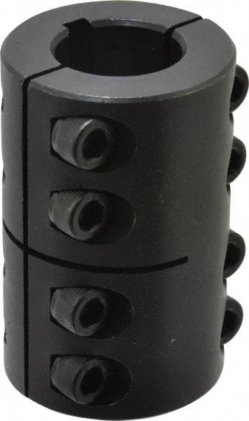 Climax Metal Products - 7/8" Inside x 1-5/8" Outside Diam, Two Piece Rigid Coupling with Keyway - 2-1/2" Long x 3/16" Keyway Width x 3/32" Keyway Depth - Caliber Tooling