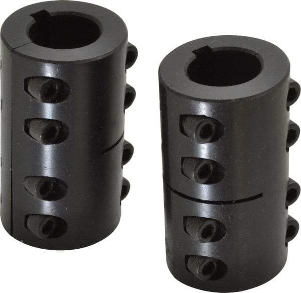 Climax Metal Products - 1" Inside x 1-3/4" Outside Diam, Two Piece Rigid Coupling with Keyway - 3" Long x 1/4" Keyway Width x 1/8" Keyway Depth - Caliber Tooling