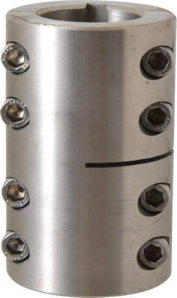 Climax Metal Products - 1-1/4" Inside x 2-1/16" Outside Diam, Two Piece Rigid Coupling with Keyway - 3-1/4" Long x 1/4" Keyway Width x 1/8" Keyway Depth - Caliber Tooling