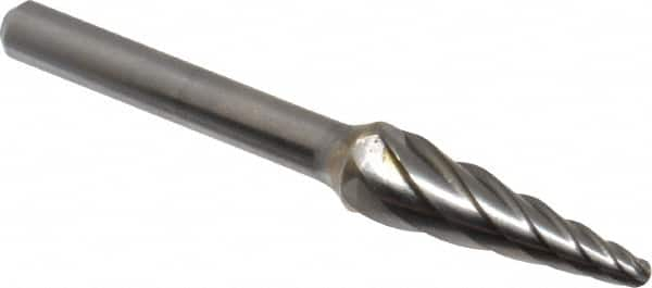 M.A. Ford - 3/8" Cut Diam, 1/4" Shank Diam, Taper Head Single Cut Burr - Carbide, Radius End, 1-1/8" LOC, 3-3/16" OAL - Caliber Tooling