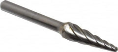 M.A. Ford - 3/8" Cut Diam, 1/4" Shank Diam, Taper Head Single Cut Burr - Carbide, Radius End, 1-1/8" LOC, 3-3/16" OAL - Caliber Tooling