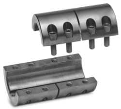 Climax Metal Products - 25mm Inside x 45mm Outside Diam, Metric Two Piece Clamping Rigid Coupling with Keyway - 75mm Long x 8mm Keyway Width x 3.3mm Keyway Depth - Caliber Tooling