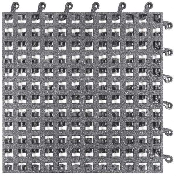 Wearwell - 18" Long x 18" Wide x 7/8" Thick, Anti-Fatigue Modular Matting Solid Grid - Male & Female, 4 Interlocking Sides, Black, For Dry Areas, Series 563 - Caliber Tooling