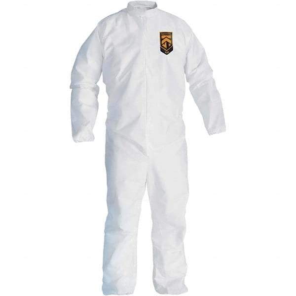 KleenGuard - Size L SMS General Purpose Coveralls - White, Zipper Closure, Open Cuffs, Open Ankles, Seamless - Caliber Tooling