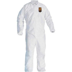 KleenGuard - Size 2XL SMS General Purpose Coveralls - White, Zipper Closure, Elastic Cuffs, Elastic Ankles, Seamless - Caliber Tooling