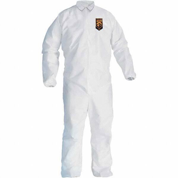 KleenGuard - Size 3XL SMS General Purpose Coveralls - White, Zipper Closure, Elastic Cuffs, Elastic Ankles, Seamless - Caliber Tooling