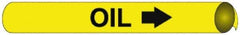 NMC - Pipe Marker with Oil Legend and Arrow Graphic - 10 to 10" Pipe Outside Diam, Black on Yellow - Caliber Tooling