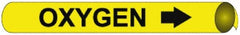 NMC - Pipe Marker with Oxygen Legend and Arrow Graphic - 10 to 10" Pipe Outside Diam, Black on Yellow - Caliber Tooling