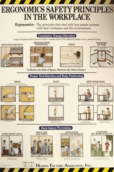 NMC - 24" Wide x 36" High Laminated Paper Ergonomics Information Poster - English - Caliber Tooling