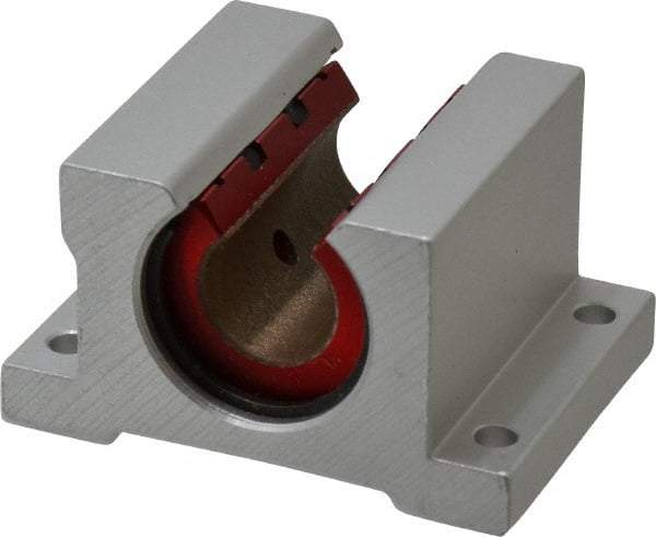 Pacific Bearing - 1/2" ID, 2" OAW x 1.688" OAL x 1-5/8" OAH Open Pillow Block - 975 Lb Static Cap, 1.688" Btw Mnt Hole Ctrs, 0.687" Base-to-Ctr Ht, Aluminum - Caliber Tooling