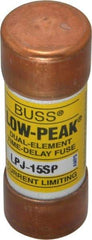 Cooper Bussmann - 300 VDC, 600 VAC, 15 Amp, Time Delay General Purpose Fuse - Fuse Holder Mount, 2-1/4" OAL, 100 at DC, 300 at AC (RMS) kA Rating, 13/16" Diam - Caliber Tooling