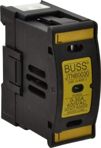 Cooper Bussmann - 1 Pole, 600 VAC/VDC, 30 Amp, DIN Rail Mount Fuse Holder - Compatible with J Class, 1.23 Inch Wide Fuse - Caliber Tooling