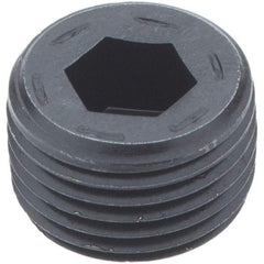 Holo-Krome - 1/2-14, 17/32" OAL, Alloy Steel Socket Pressure Plug - 7/8" Taper per Foot, 3/8" Hex Key - Caliber Tooling