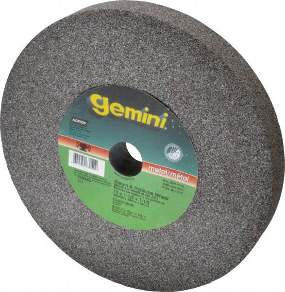 Norton - 36 Grit Aluminum Oxide Bench & Pedestal Grinding Wheel - 12" Diam x 1-1/2" Hole x 1-1/2" Thick, 2070 Max RPM, Very Coarse Grade - Caliber Tooling