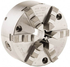 Buck Chuck Company - 6 Jaws, 10" Diam, Self Centering Manual Lathe Chuck - Front Mount, Adjustable, 2,600 Max RPM, 3.23" Through Hole Diam, Forged Steel - Caliber Tooling