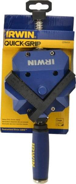 Irwin - Fixed Angle, 2 Axes, 2-3/8" Jaw Height, 3" Max Capacity, Angle & Corner Clamp - 90° Clamping Angle, 3" Throat Depth - Caliber Tooling