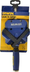 Irwin - Fixed Angle, 2 Axes, 2-3/8" Jaw Height, 3" Max Capacity, Angle & Corner Clamp - 90° Clamping Angle, 3" Throat Depth - Caliber Tooling