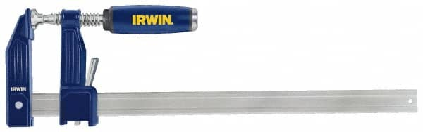 Irwin - 18" Capacity, 3-1/8" Throat Depth Bar Clamp - 1,000 Lb Clamping Pressure, 18" OAL - Caliber Tooling