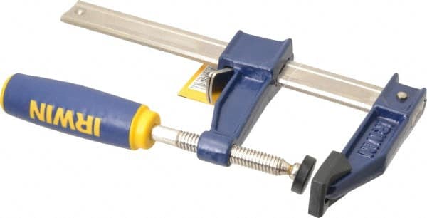 Irwin - 6" Capacity, 3-1/8" Throat Depth Bar Clamp - 1,000 Lb Clamping Pressure, 6" OAL - Caliber Tooling