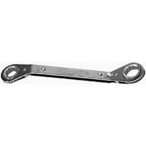 Williams - 3/8 x 7/16", 12 Point, Chrome Finish, Double End, Ratcheting Offset Box Wrench - Exact Industrial Supply