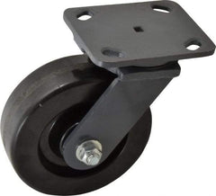 Hamilton - 6" Diam x 2" Wide x 7-1/2" OAH Top Plate Mount Swivel Caster - Phenolic, 1,200 Lb Capacity, Roller Bearing, 4 x 5" Plate - Caliber Tooling