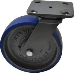 Hamilton - 8" Diam x 2" Wide x 9-1/2" OAH Top Plate Mount Swivel Caster - Polyurethane, 1,200 Lb Capacity, Precision Sealed Bearing, 4 x 5" Plate - Caliber Tooling