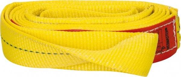 Lift-All - 10' Long x 2" Wide, 3,200 Lb Vertical Capacity, 1 Ply, Polyester Web Sling - 2,500 Lb Choker Capacity, Yellow - Caliber Tooling