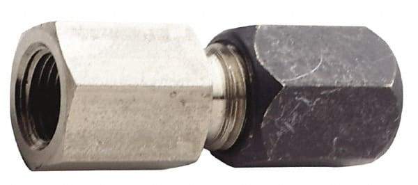 Made in USA - 1" OD, Grade 316Stainless Steel Female Connector - 1-5/8" Hex, Comp x FNPT Ends - Caliber Tooling