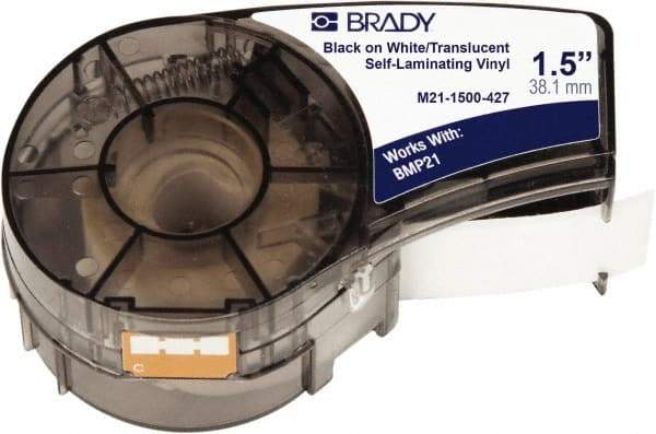 Brady - 1-1/2" Wide, Translucent & White Vinyl Labels - For BMP21 Plus Portable Label Printer, IDPAL Handheld Label Maker - Caliber Tooling