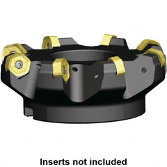 Kennametal - 8 Inserts, 4.64" Cutter Diam, 0.087" Max Depth of Cut, Indexable High-Feed Face Mill - 1.2598" Arbor Hole Diam, 1.989" High, KSHR Toolholder, HNGJ 0905.. Inserts, Series Dodeka High-Feed - Caliber Tooling