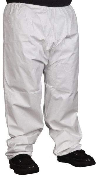 PRO-SAFE - Size L, Microporous Spun Bonded Polyolefin General Purpose Work Pants - White - Caliber Tooling