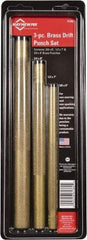 Mayhew - 3 Piece, 3/8 to 3/4", Drift Punch Set - Round Shank, Brass, Comes in Pouch - Caliber Tooling