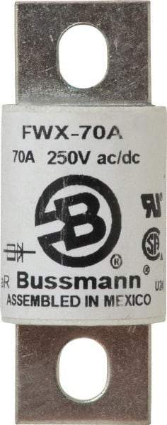 Cooper Bussmann - 250 VAC/VDC, 70 Amp, Fast-Acting Semiconductor/High Speed Fuse - Stud Mount Mount, 3.13" OAL, 200 (RMS), 50 at DC kA Rating, 1.22" Diam - Caliber Tooling