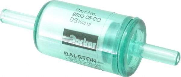 Parker - 1/4" Outlet, 125 Max psi, Inline Filters, Regulators & Lubricators - 10.1 CFM, Disposable Gas or Liquid Filter, 3-1/4" Long - Caliber Tooling